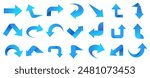 Set of blue arrow icons, pointing up, down, left and right icon