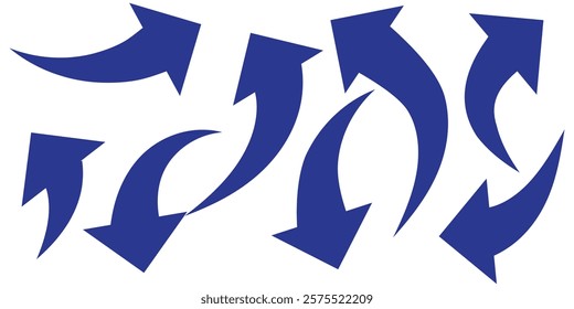 Set of blue arrow icons, pointing up, down, left and right icon