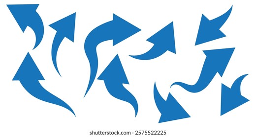 Set of blue arrow icons, pointing up, down, left and right icon