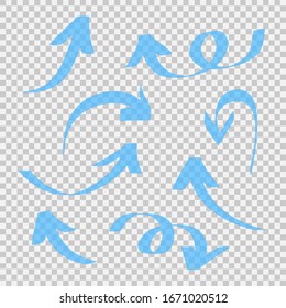 Set of blue arrow isolated on transparent background. Vector design element