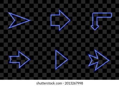 Set of blue arrow light effect collection isolated eps vector