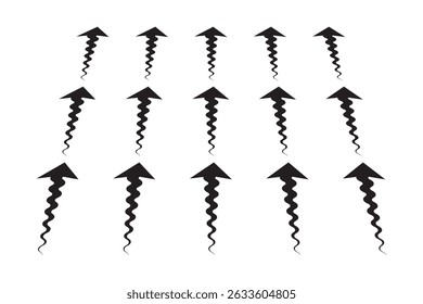 Set of blue arrow showing wind air flow isolated on white background, air direction signs. eps 10.