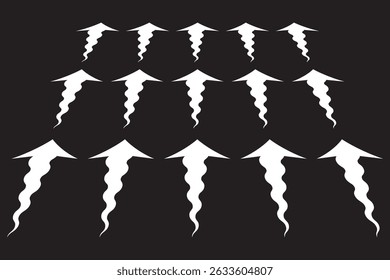 Set of blue arrow showing wind air flow isolated on white background, air direction signs. eps 10.