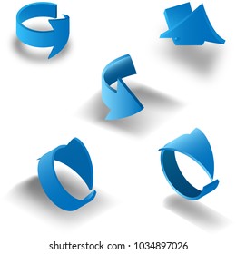  Set blue arrows. 3d icon. Vector illustration isolated on white background. Suitable for use on advertising banners posters flyers promotional items, Seasonal discounts.