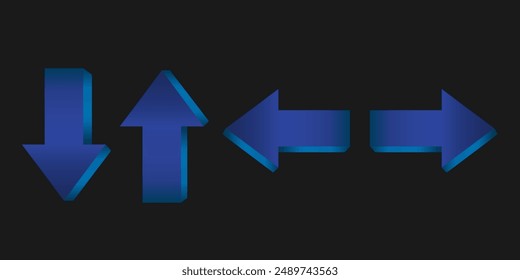 Set of blue arrows. Arrow Icon Sign. Vector Illustration.