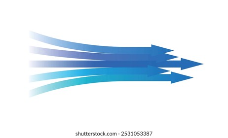 Conjunto de setas azuis com efeito de gradiente, gráfico vetorial