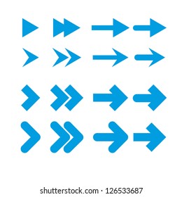 A set of blue arrows on a white background.