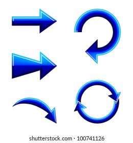 Set of blue arrows vector