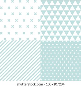 Set of blue baby shower patterns