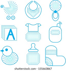 Set of blue baby's symbols