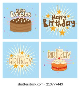 a set of blue backgrounds with different objects for birthday