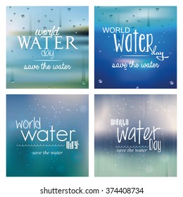 Set of blue backgrounds with text for water day