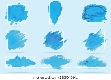 A set of blue backgrounds and white frames with different blue, multiple patterns and shadows below.