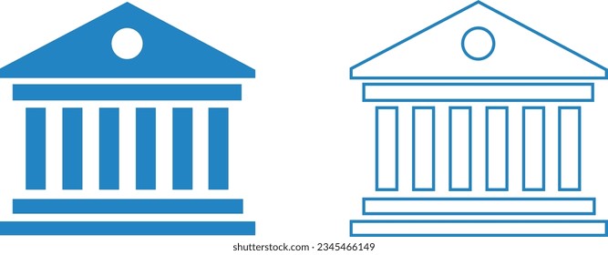 conjunto de icono de banco azul. Adecuado para diseño de sitios web, logotipo, aplicación, plantilla y ui. Construcción de banco, icono de la mejor línea sobre fondo blanco,