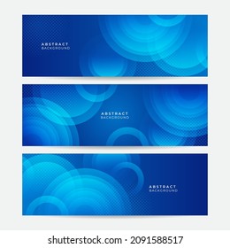 Set of blue banner background. Modern abstract gradient dark navy blue banner background for web banner, social media cover, flier, and much more
