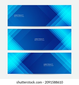 Set of blue banner background. Modern abstract gradient dark navy blue banner background with dynamic. Vector illustration