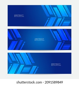 Set of blue banner background. Modern abstract gradient dark navy blue banner background with dynamic. technology network Vector illustration.