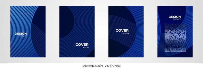 conjunto de Anuncio azul con líneas geométricas