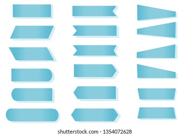 Set  blue banner icons vector on the white background.