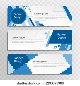 A set of blue banner templates designed for the web and various headlines are available in three different designs.
