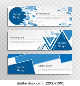 A set of blue banner templates designed for the web and various headlines are available in three different designs.
