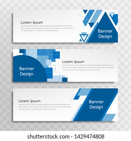 A set of blue banner templates designed for the web and various headlines are available in three different designs.