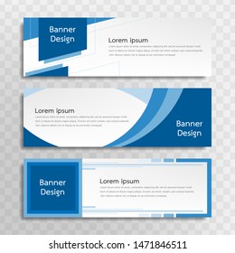 A set of blue banner templates designed for the web and various headlines are available in three different designs.