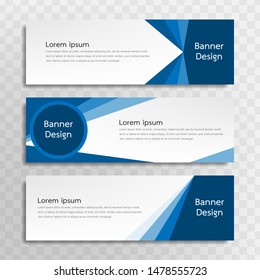 A set of blue banner templates designed for the web and various headlines are available in three different designs.