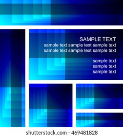 A set of blue banner templates with space for your text. Vector illustration.