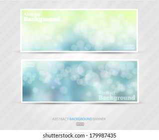 Set of blue banners. Abstract blurred background with bokeh effect. Vector EPS 10 illustration.