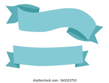 Set of blue banners, ribbons