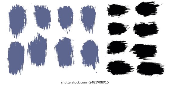 Conjunto de color azul y negro pincel trazo ilustración marco