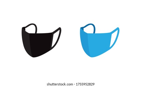 Set of blue and black face masks icon design for protection from Covid-19 virus. Corona danger surgical masks. Vector illustration.