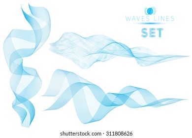 set blue blend massive waves water abstract background for design template isolated