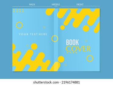 set of blue book cover designs on yellow splash pattern background