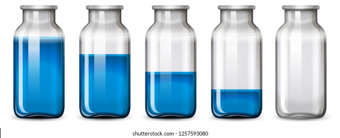 Conjunto de ilustraciones de botellas azules