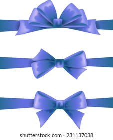 Set of blue bows isolated on white