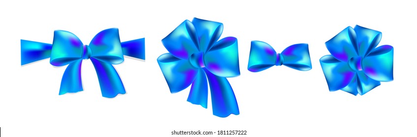 A set of blue bows. Vector illustration