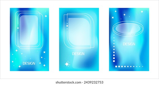 Set of blue bright modern posters