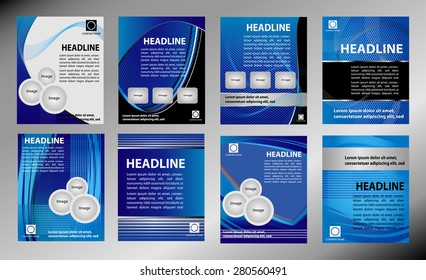 Set of Blue Brochure cover design vector template 