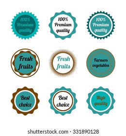 Set of blue and brown circle logos. Stock vector.