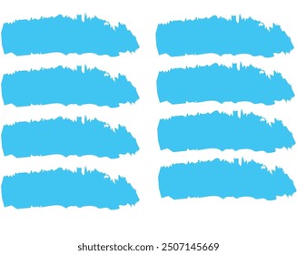 Set of blue brush strokes. Hand drawn ink spots isolated on white background. Vector illustration