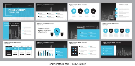 set blue business presentation backgrounds design template and page layout design for brochure ,book , magazine,annual report and company profile , with infographic elements graph design concept