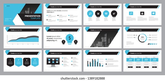 set blue business presentation backgrounds design template and page layout design for brochure ,book , magazine,annual report and company profile , with infographic elements graph design concept