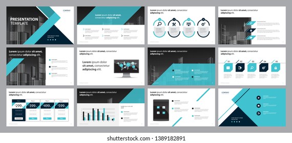 set blue business presentation backgrounds design template and page layout design for brochure ,book , magazine,annual report and company profile , with infographic elements graph design concept