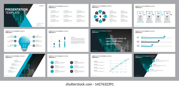 set blue business presentation backgrounds design template and page layout design for brochure ,book , magazine,annual report and company profile , with infographic elements graph design concept