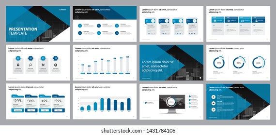 set blue business presentation backgrounds design template and page layout design for brochure ,book , magazine,annual report and company profile , with infographic timeline elements design concept