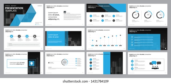 set blue business presentation backgrounds design template and page layout design for brochure ,book , magazine,annual report and company profile , with infographic timeline elements design concept