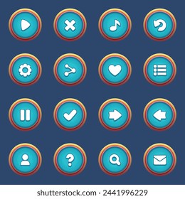 Set of blue buttons for mobile games game blue interface cartoon ui buttons set ui elements