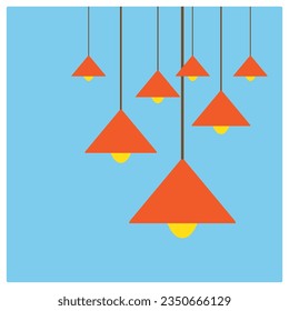 
Conjunto de lámparas de techo azul, vector, ilustración sobre fondo azul para postal, publicidad, etiqueta de producto, venta, promoción, boletines, portada de libros, etc. 